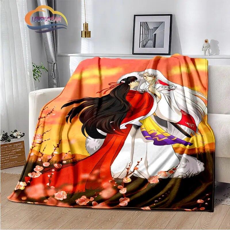 Caricature Inuyasha Fashion Blanket Sesshoumaru Flannel Warm  Portable Super Soft Children  Girls Gift