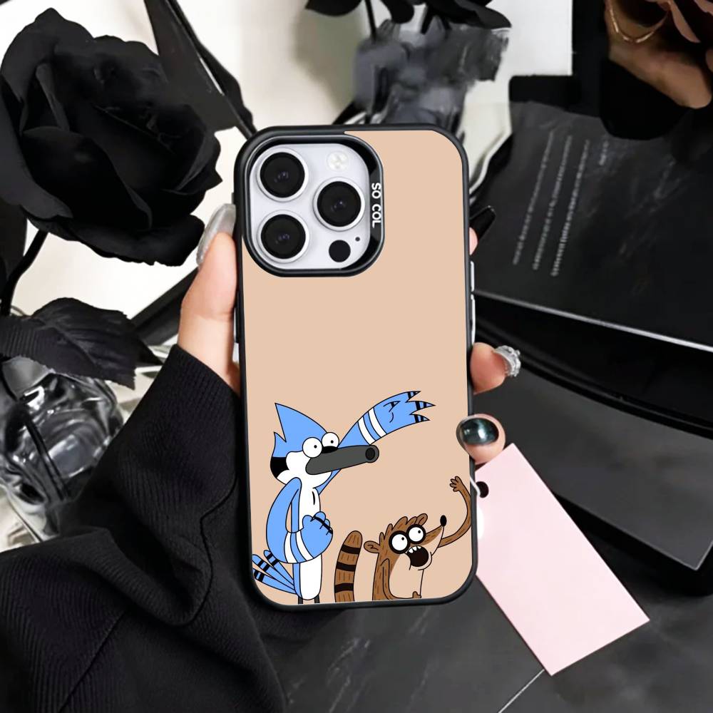 Lazy M-Mates M-Mordecai and R-Rigby   Phone Case For iPhone17,16,15,14,13,12,11 Plus,Pro Max Colored Silver Plated Inside Cover