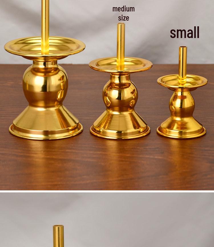 Bamboo and Alloy Candle Holder for Worship - Insertable Stand for Buddha or God