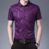 Summer Men Short Sleeve Shirt Fashion Casual Lapel Plaid Shirt
