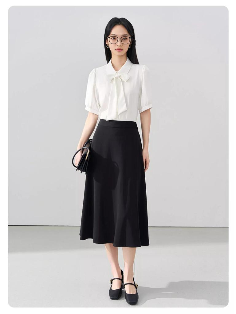 Women's Chiffon Short-Sleeve Formal Shirt - Elegant, Professional, Summer Top