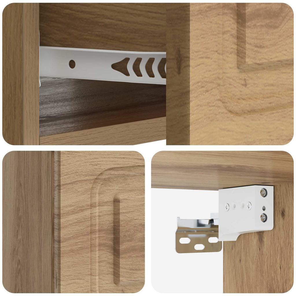Wall Mounted Nightstand Artisan Oak Finish 49 X 34.5 X 20 Cm