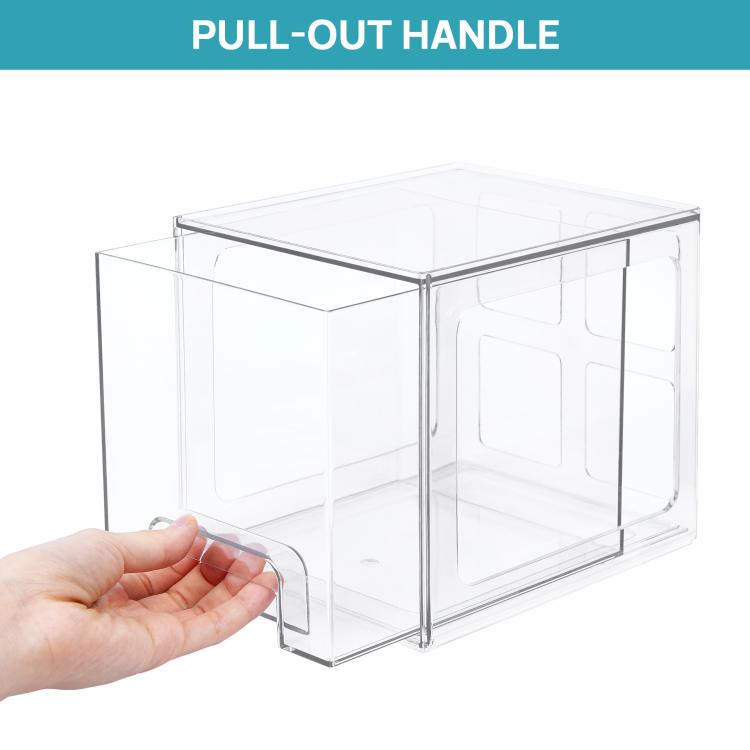 Tall Openwork Desktop Storage Box Drawer-Style Stackable Transparent Plastic Cosmetic Organizer
