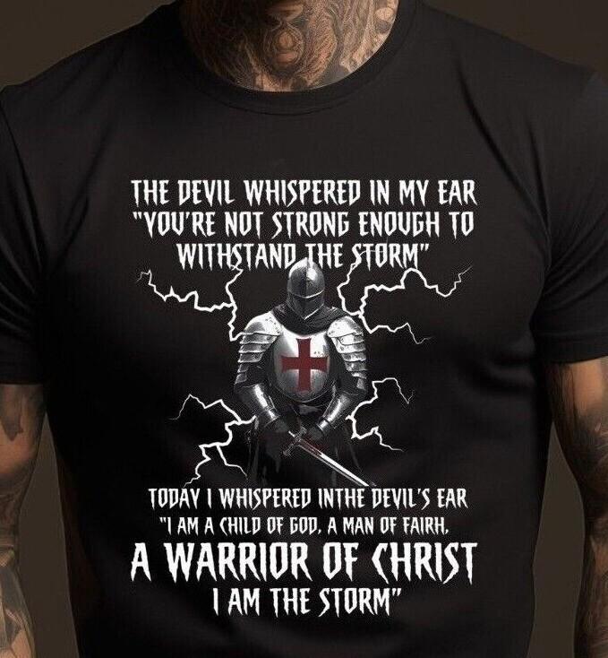 

Мужская футболка с крестом крестоносца Я шторм Иисус Христианская вдохновляющая футболка L