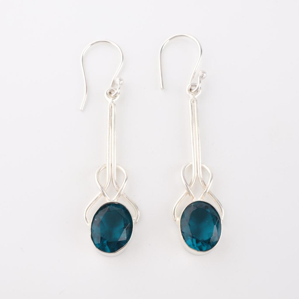 Apatite Gemstone 925 Sterling Silver Jewelry Handmade Stylish Earrings 1.76" EE-171-10