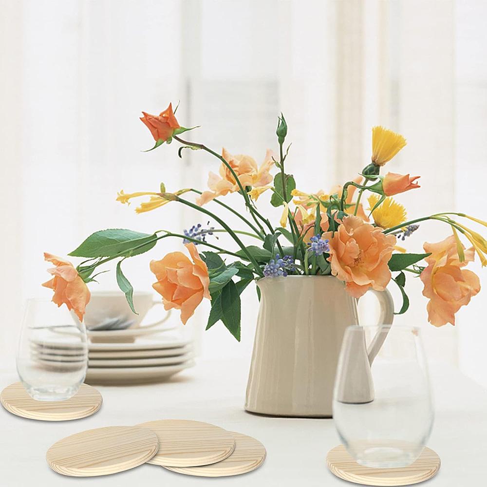 Drewniana antypoślizgowa podkładka pod kubek okrągła podkładka trwała podstawka pod kubek do herbaty kawy i napojów dekoracja stołu DIY naczynia izolacja podkładki