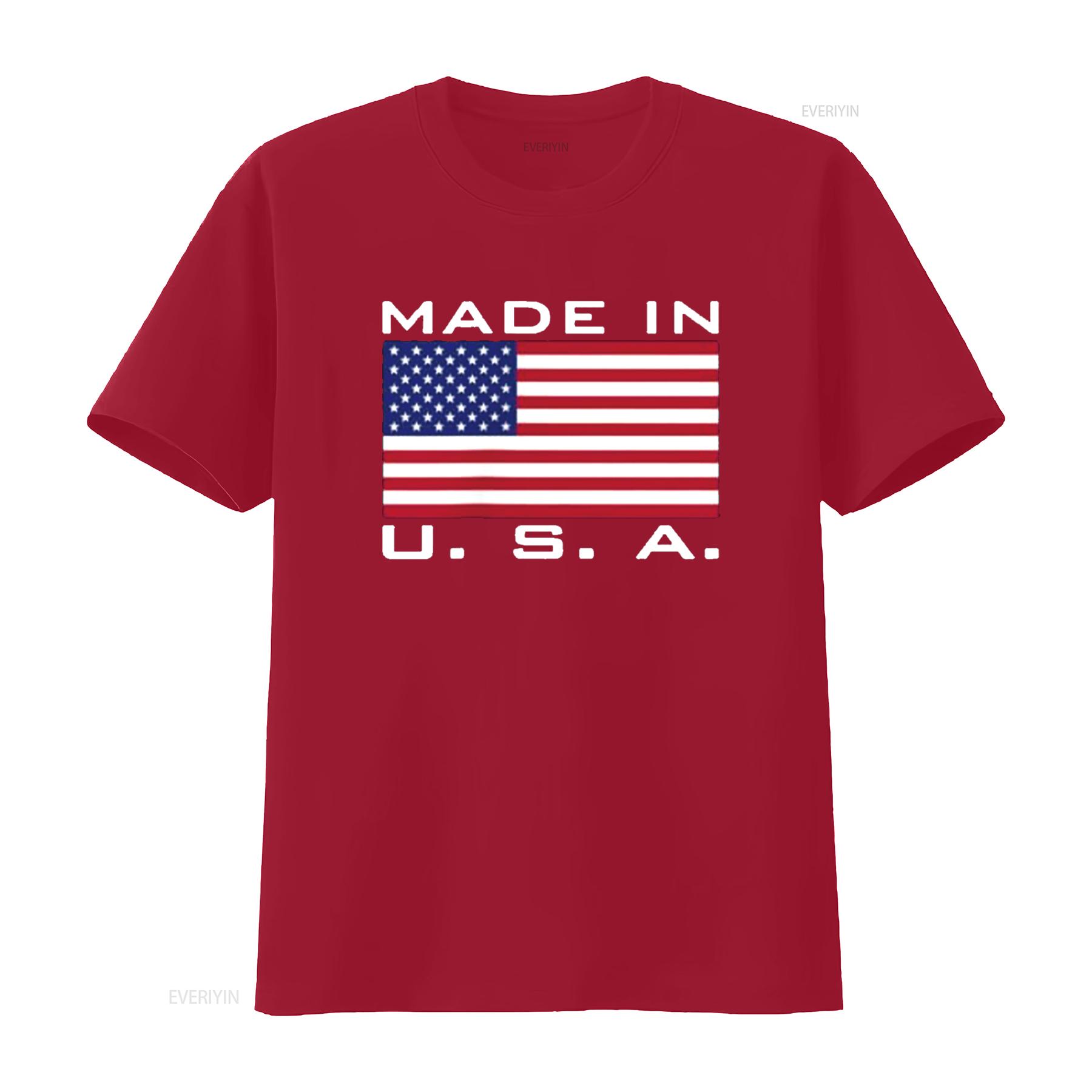 MADE IN USA AMERICA US FLAG STARS AND STRIPES COLOR T Shirt vintage Washed Stretched Breathable Stylish Soft streetwear homme S