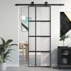 VidaXL Sliding Door, Barn Door, Interior Door, Bedroom Kitchen Entrance Door, Black 76x205 Cm Glass 155228