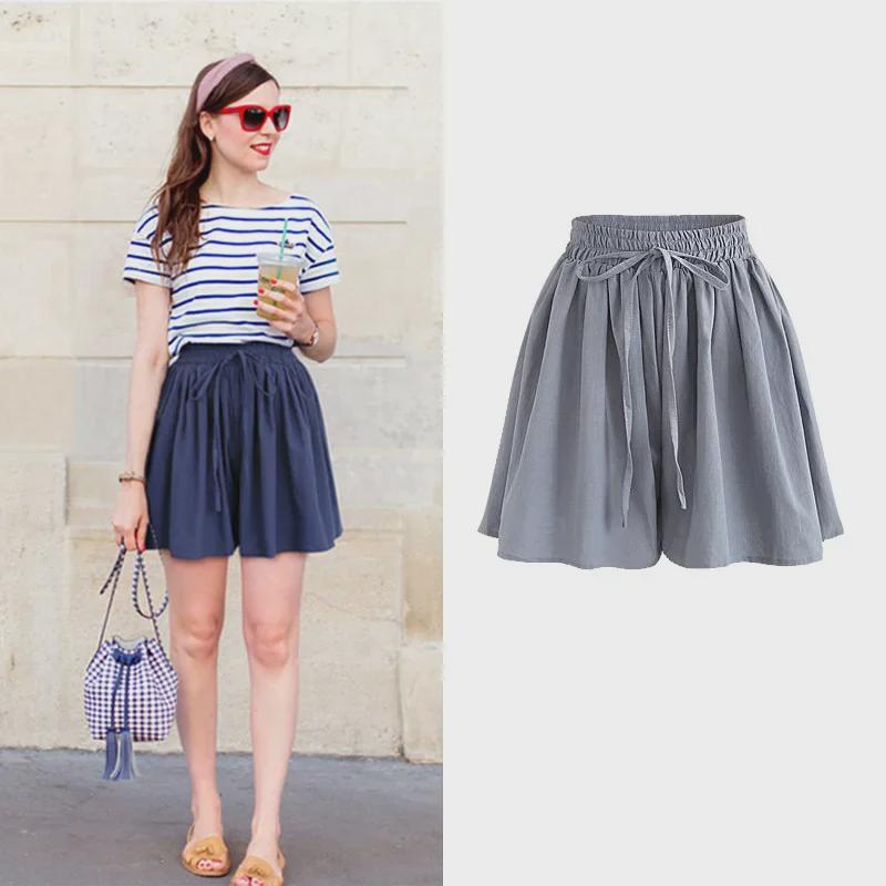 Chiffon-Shorts mit weitem Bein für Damen in Übergröße – Sommer-Shorts mit elastischer Taille, lässiger koreanischer Stil