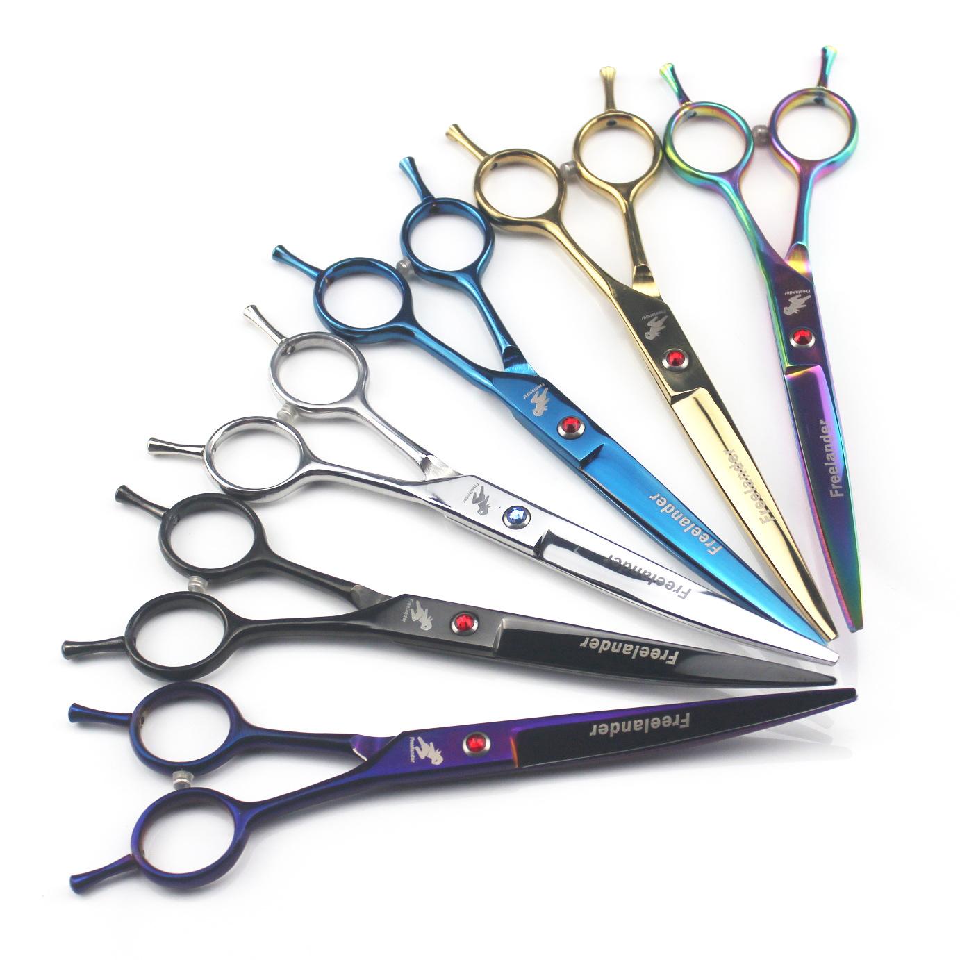 7.0 Inch, Freelander, Hand Shape, Double Tail, Color, Electroplating, Pet Grooming Scissors, Curved Scissors 5 Colors Optional 7.0inch dazzling blue double-tail curved scissors