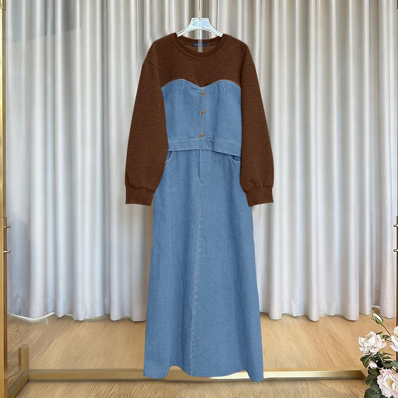 

ZANZEA Женские футболки с длинным рукавом и юбки Осенние костюмы-двойки 3XL коричневый