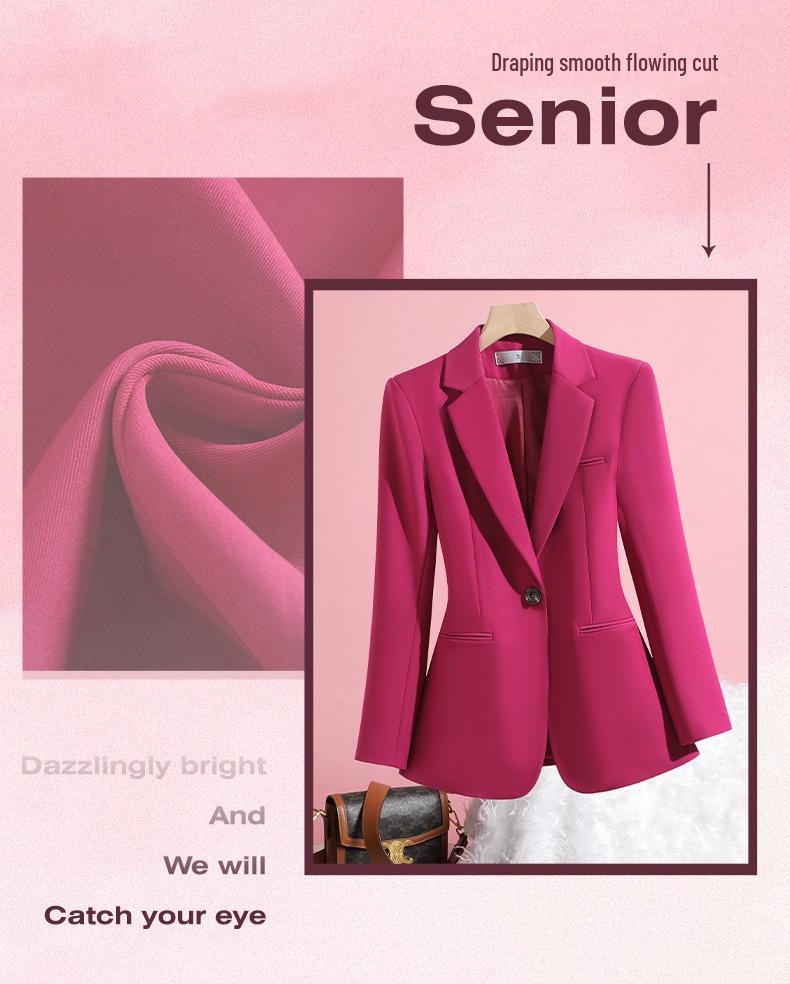 2025 Women's Slim Fit Pink Blazer: Fashionable, Age-Reducing One-Button Professional Suit for Autumn