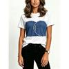 Summer Denim Pattern 3D Print Loose  Short Sleeve T-shirt Breathable Women Casual Comfortable Creative Versatile Sports T-shirt