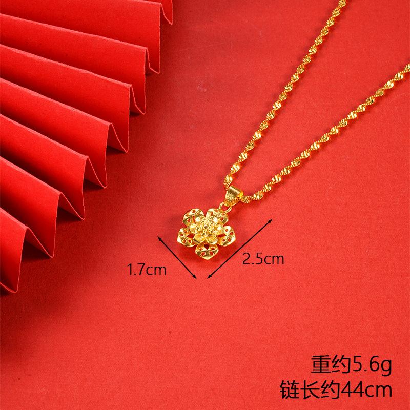 Vietnamese gold-plated necklace for women, long-lasting color, vintage heart-shaped imitation gold jewelry, copper alloy accessory, new clavicle