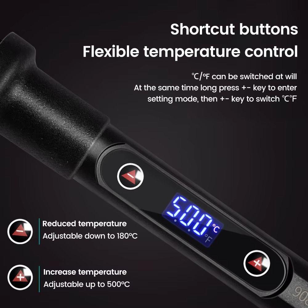 Adjustable Temperature Electric Soldering Iron LCD Ceramic Heater New Soldering Tips