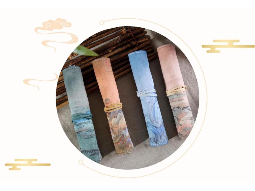 Jiujiu Stationery Creative Chinese Style Retro Roller Blind Pencil Case - Large Capacity Japanese Fabric