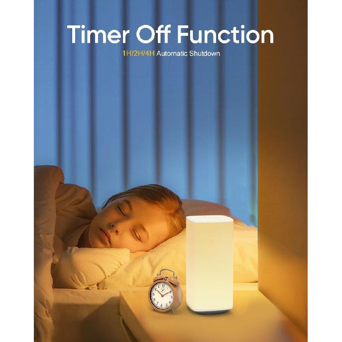 Bedside Table Lamp Touch & Remote 3 Modes & 256 RGB Colors, Touch Night Light for Kids with Warm White Lights Dimmable, Nursery Night Light Timer for