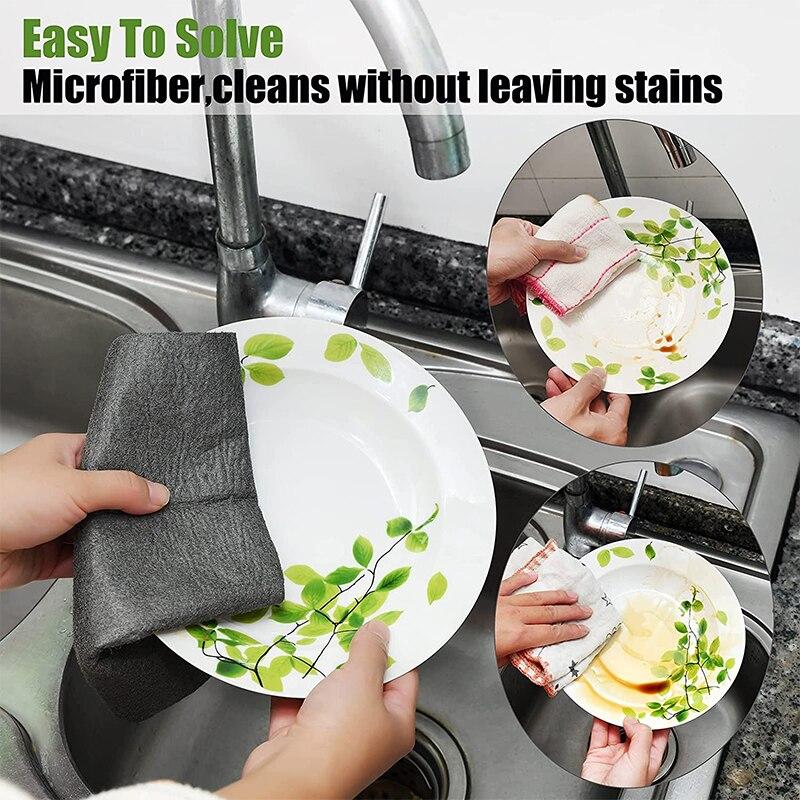 1Pcs Kitchen Towels No Trace Cleaning Cloth Microfiber Household Absorbent Clean Cloth Dish Cloth Tableware Rag XYZ
