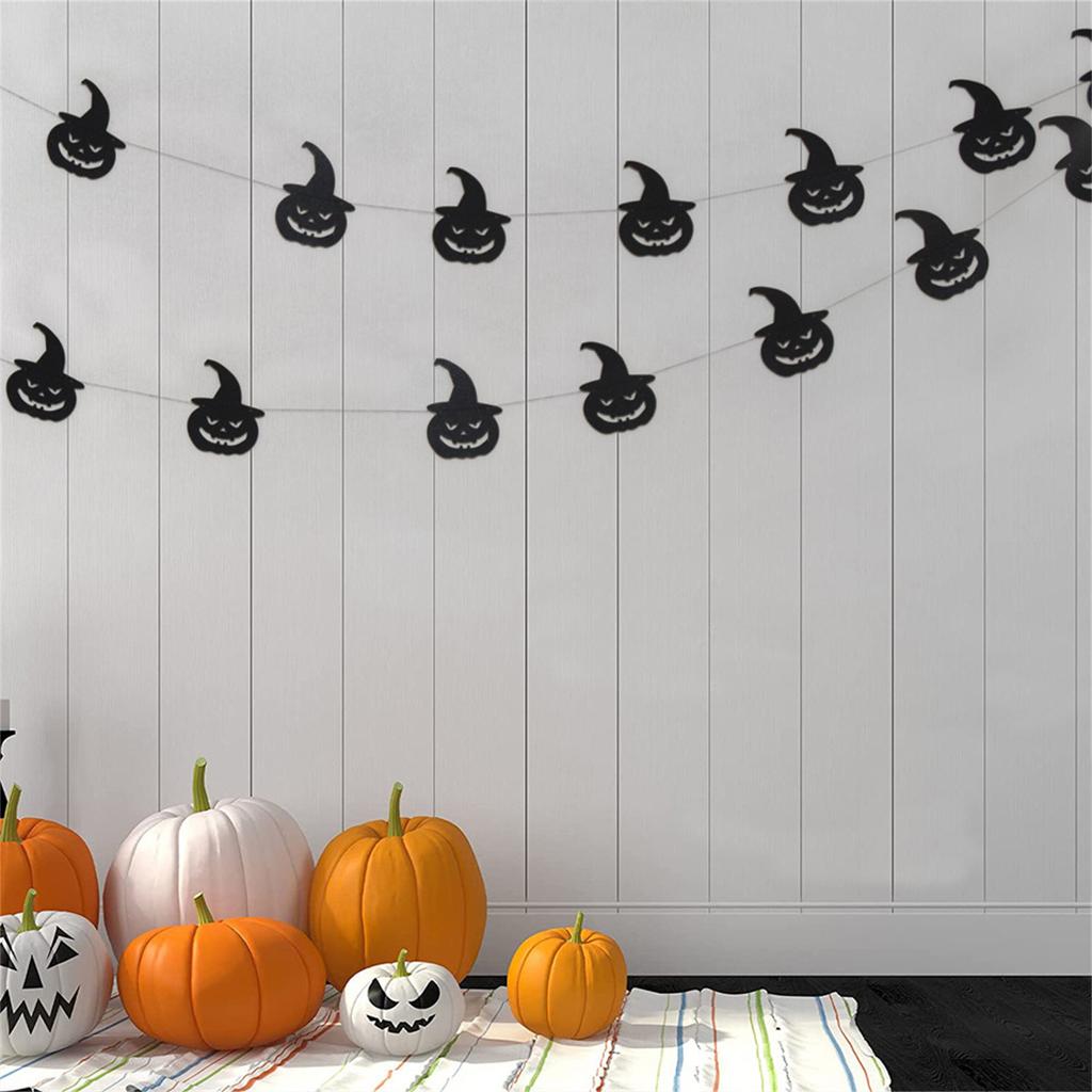 Three-dimensional Pearlescent Paper Pull Flag Witch Halloween Banners