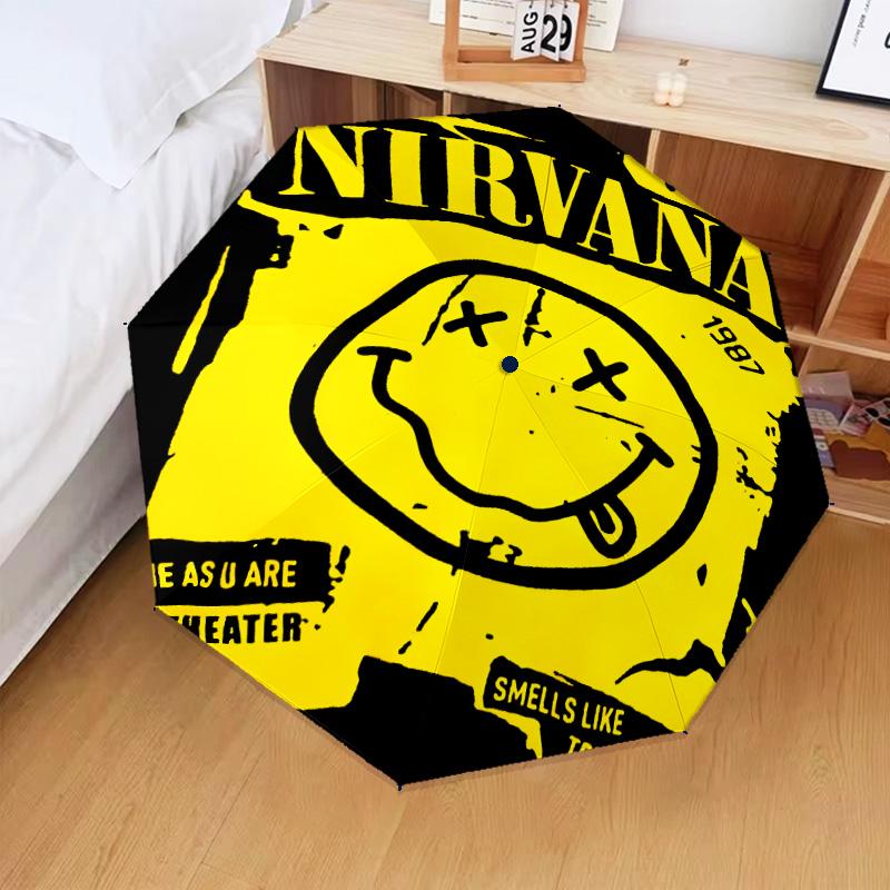 1PC Nirvana Automatic Folding Umbrella 8-Rib Travel Umbrella with Auto Portable Case, Ideal Gift for Birthdays