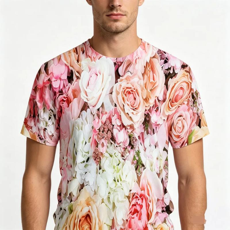 Fashion Women's Crew Neck Short Sleeve 3D Casual Color Printing Casual Short Sleeve Crew Neck T-Shirt