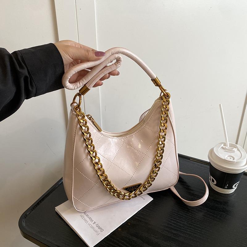 Rhombus Retro Small Bag Women's Autumn and Winter New Shoulder Underarm Bag High-grade Texture Commuter Messenger Pillow Bag