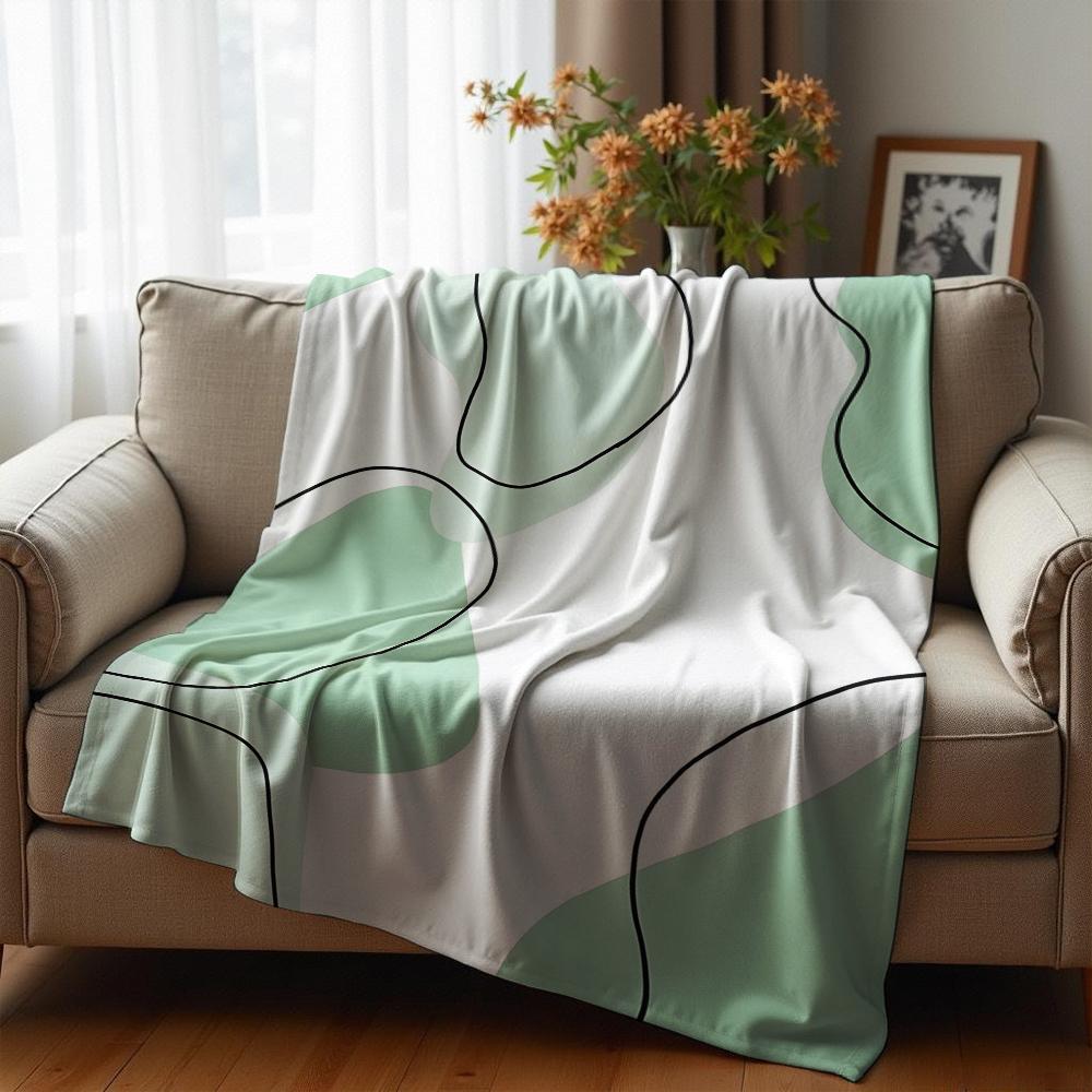 Abstract Boho Blob Line Cartoon Anime Print Flannel Blanket Soft Warm Throw for Kids Bedroom Sofa Christmas Office Car