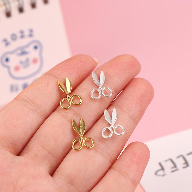 2Pcs 1:12 Dollhouse Mini Metal Scissors Model Silver/Gold House Furniture Decor