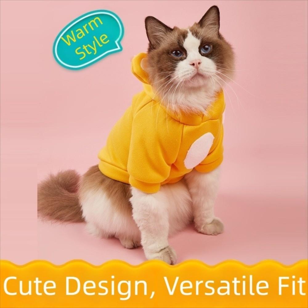 Solid Color Hairless Cat Clothes Winter Coat Bear Design Cat Hoodie Sweater Pullover Style Jumpsuit Design Pet Hoodie