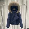 Design sense Winter hooded fur collar pie overcome cotton-padded clothes Women's short small cotton-padded jacket Thickened jacket