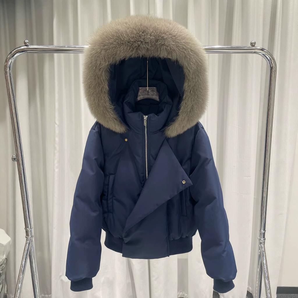 Design sense Winter hooded fur collar pie overcome cotton-padded clothes Women's short small cotton-padded jacket Thickened jacket