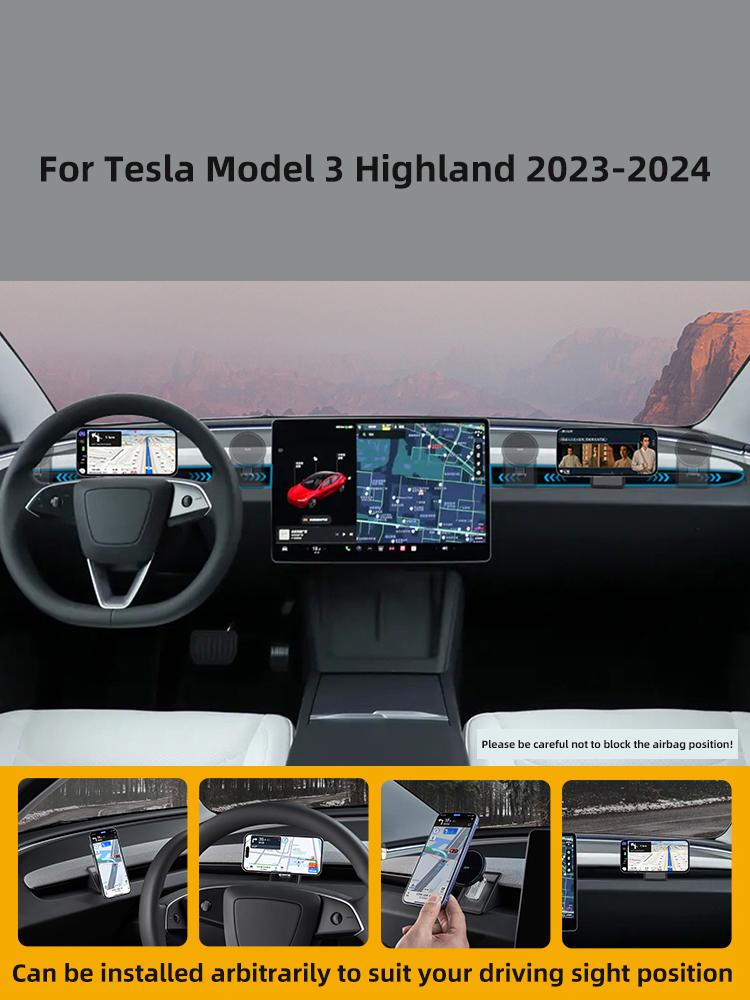 Car Phone Holder For Tesla Model Y Juniper Model3 Highland Model YL Adjustable Magnetic Car Phone Support Frame Accessories