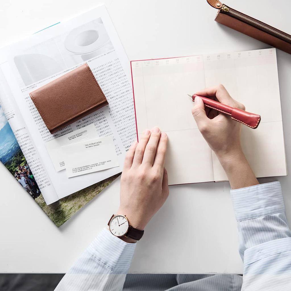 Corale Women's Business Card Holder, Genuine Prism Leather, Holds 50 Cards, Simple and Stylish (Sakura Pink)