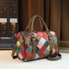 Textured Cowhide Handbag Contrasting Colors Casual Versatile Shoulder Messenger Boston Bag Travel Large-Capacity Bag