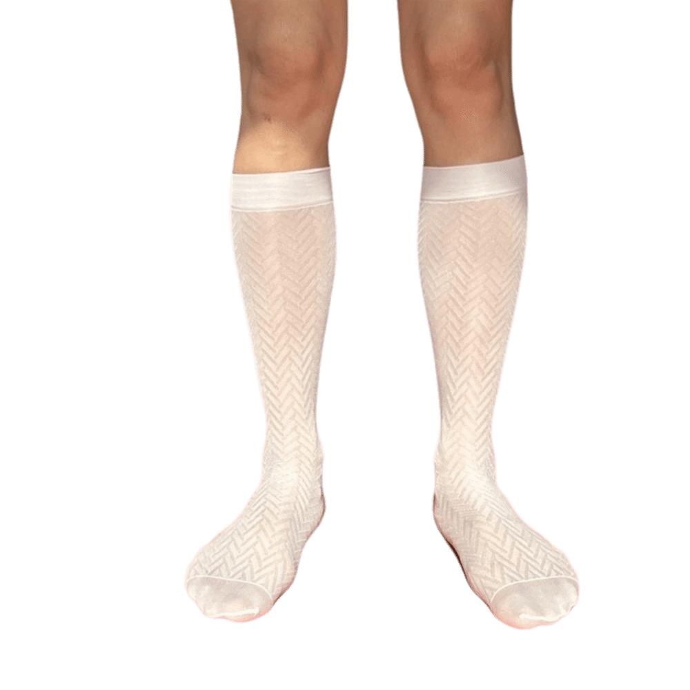 Transparent Men s Business Socks Ultra-Thin Below Knee Socks Dress Ice Silk Socks  Business Formal белый