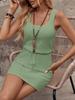Summer Women's Solid Color Waffle Plaid Sleeveless Vest Street Wear Versatile Dress