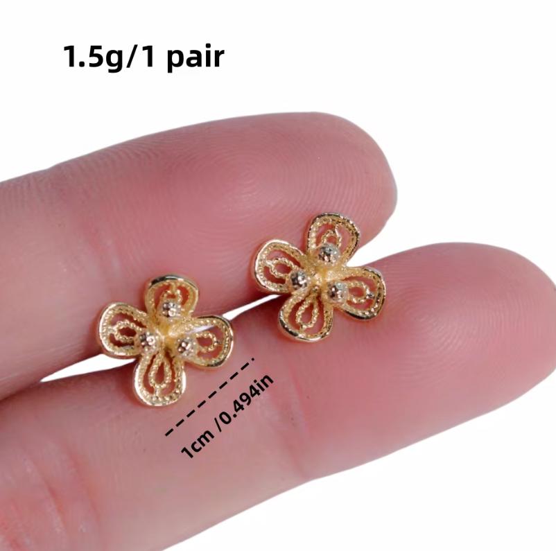 Cheap Brass Plated 14K Inlaid Zircon Earrings Fashion Flower Earrings 3