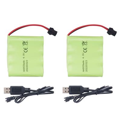 2PCS AA 4.8V 800mAh Rechargeable Remote Control Toy Car with SM2P Plug, RC Truck Stunt Car Excavator Toy Car and USB Charging Cable