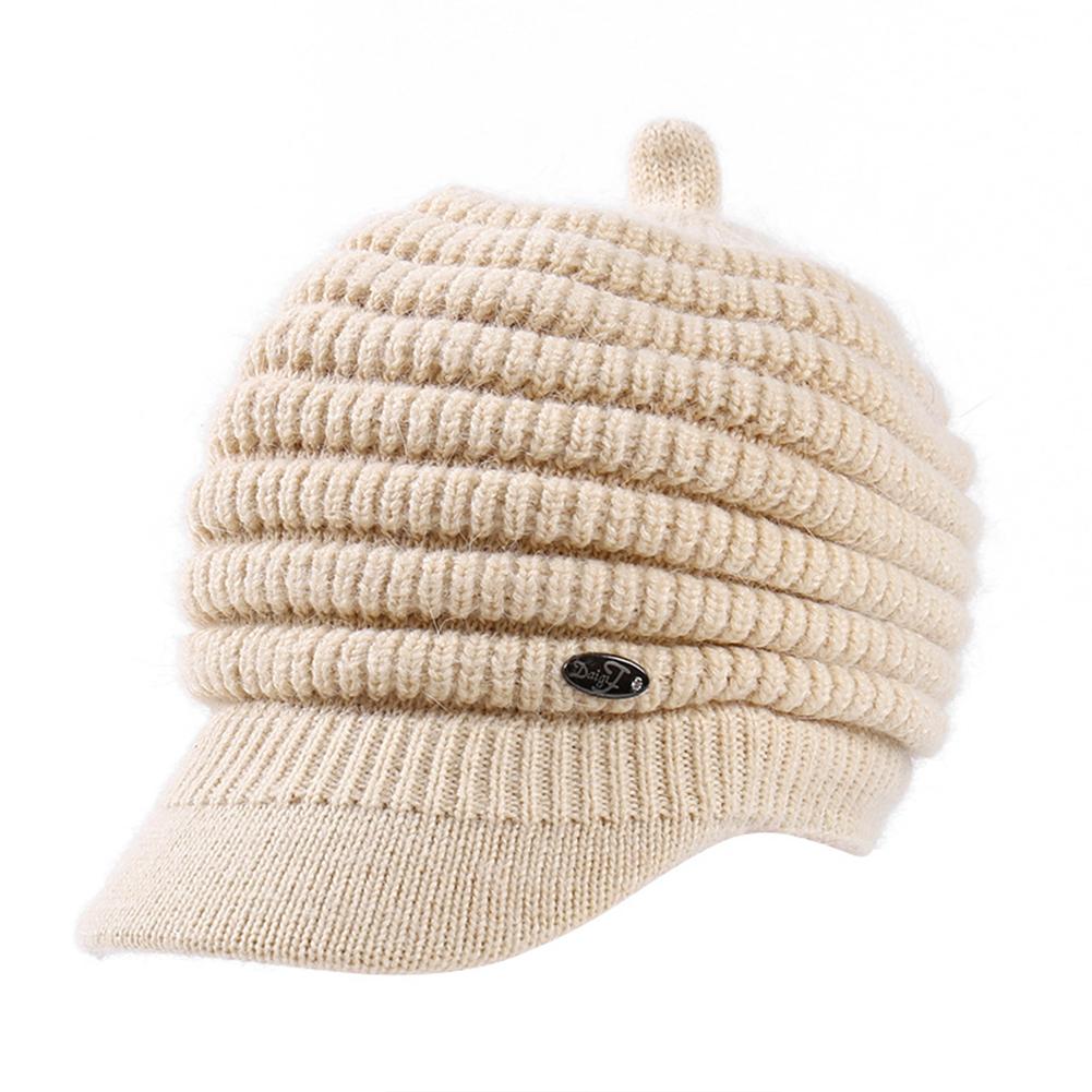 Women Winter Fleeced Warm Cap Beanies Knitted Peaked Hat