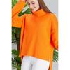 Rollkragenpullover, übergroße orangefarbene Strick-Tunika