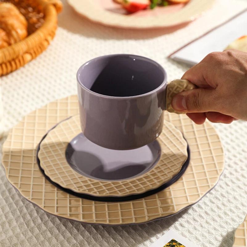 Creative Modern Style Ceramic Coffee Cup Exquisite Daily Party Afternoon Tea Dessert Plate Home Breakfast Delicious Coffee Cups