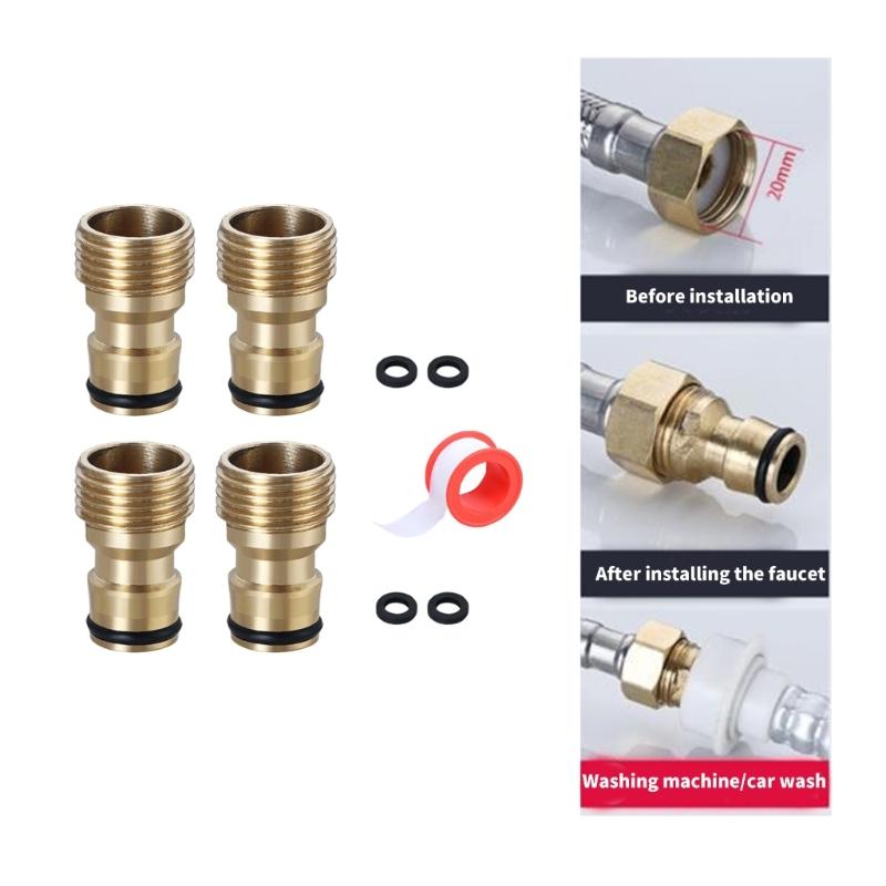 Sturdy Stainless Steel 3/4Inch Garden Hose Quick Connection Adapters with Male Thread for Tap and Sprinklers Daily Use