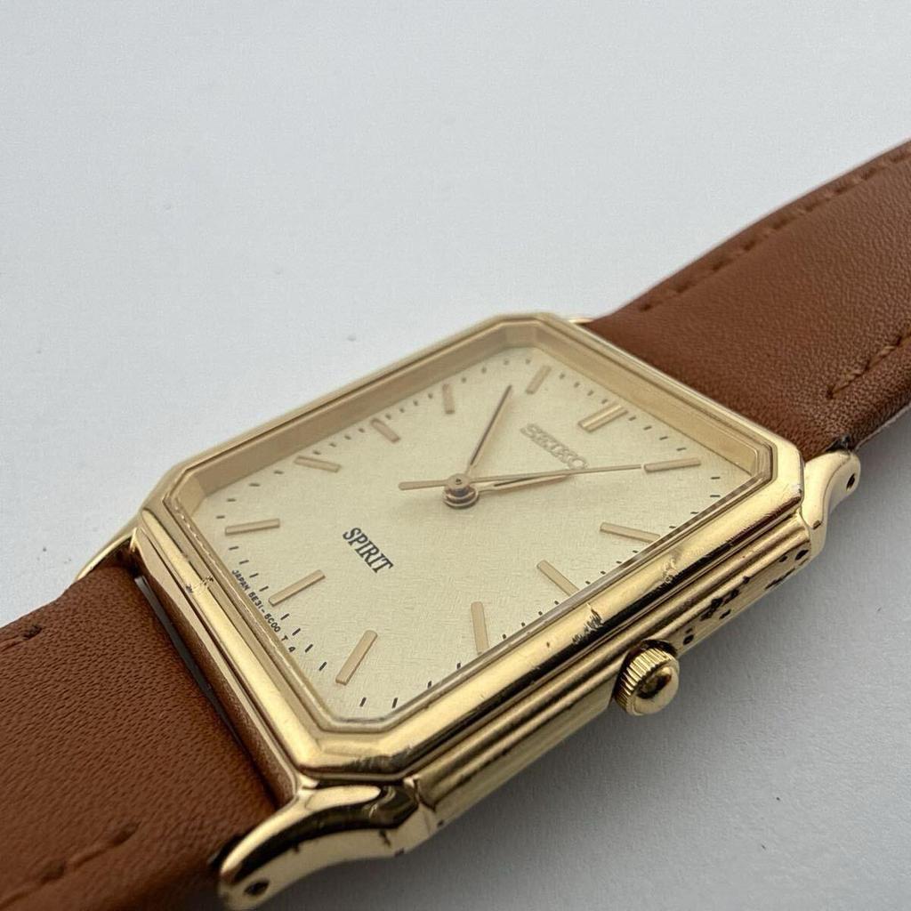 Used SEIKO 5E31-5B60 Seiko SPIRIT Men's Watch Quartz Working Condition Battery Replaced Engraved Caseback [U449]