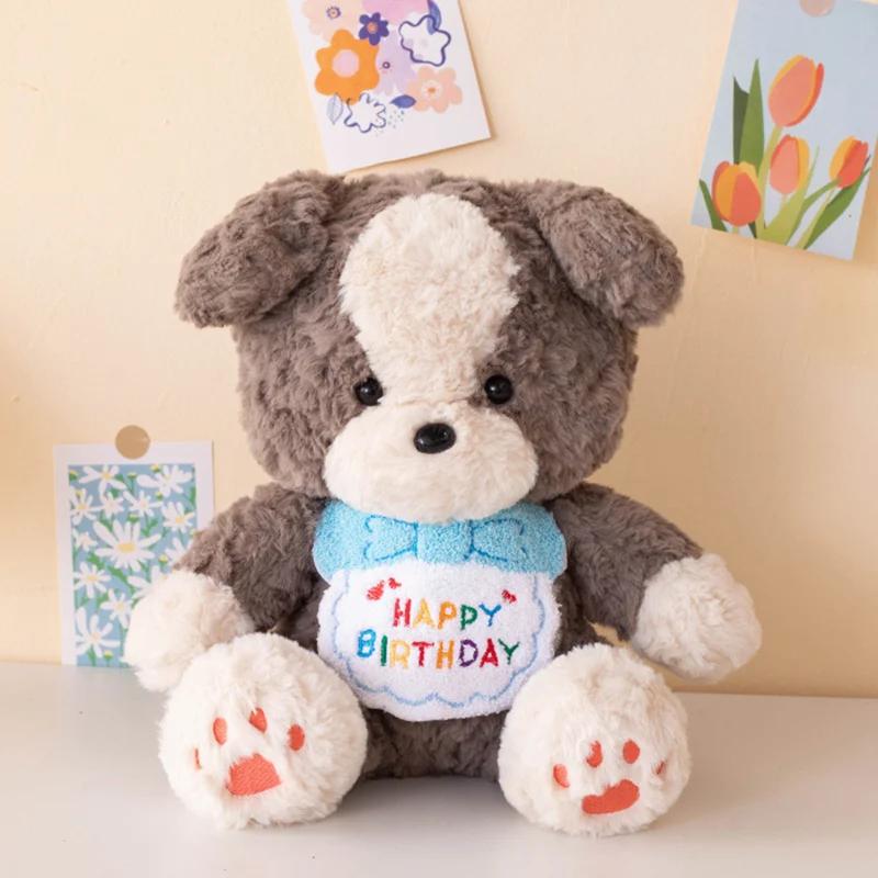 

Новая плюшевая игрушка в виде собаки-нагрудника, мягкая игрушка в виде милого щенка, пушистая подушка для украшения комнаты, подушка для дивана, детский подарок на Рождество и день рождения 30cm серый