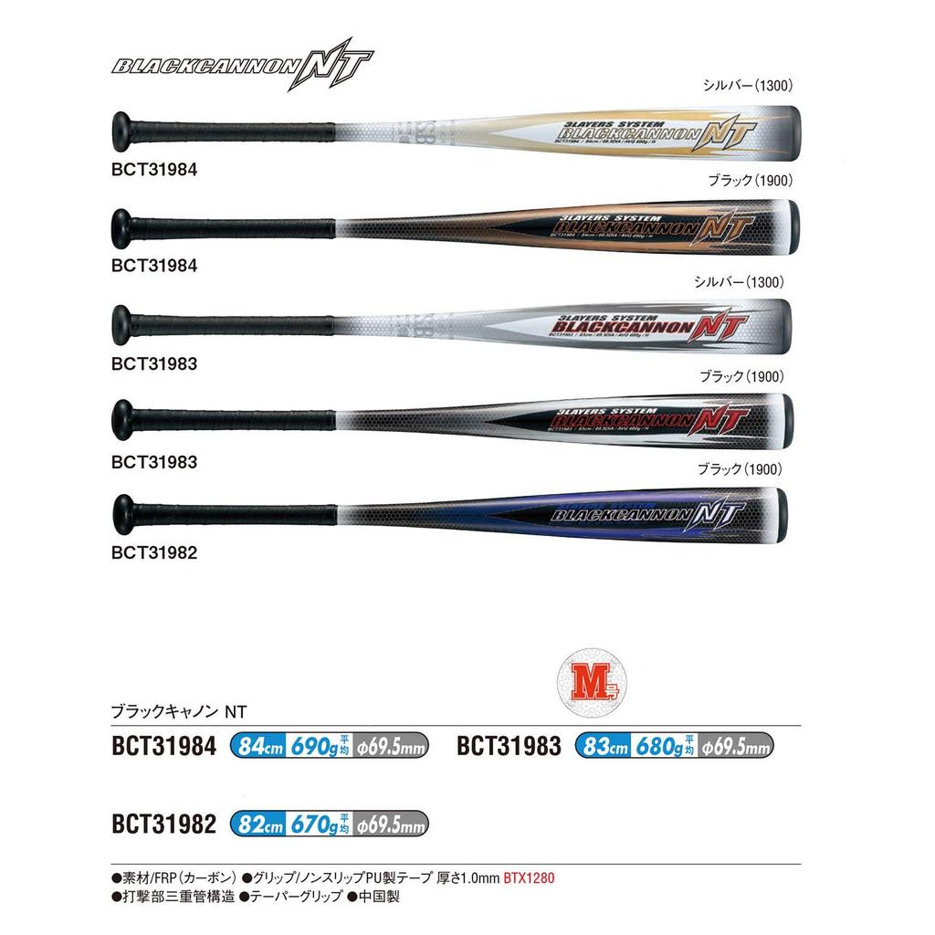 ZETT Black Cannon NT Soft Baseball 690g Average Silver Baseball Soft Baseball General Use Bat, 84cm, Weight, (1300), BCT31984, Bat, Bat,