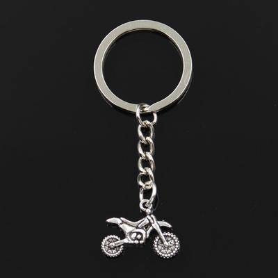 Moda 30mm Anahtarlık Metal Anahtarlık Anahtarlık Takı Antik Gümüş Renk Kaplama Motosiklet Motokros 17x23mm Kolye