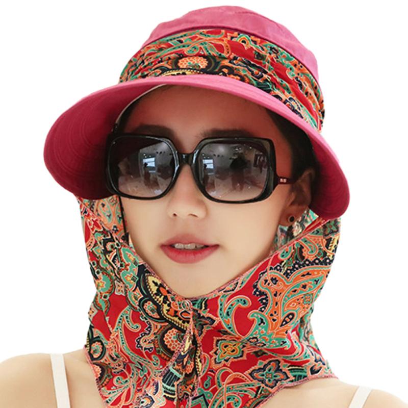 Women Sun Hat Face Neck Protection Cap Breathable Foldable Detachable Hat For Lady Girl