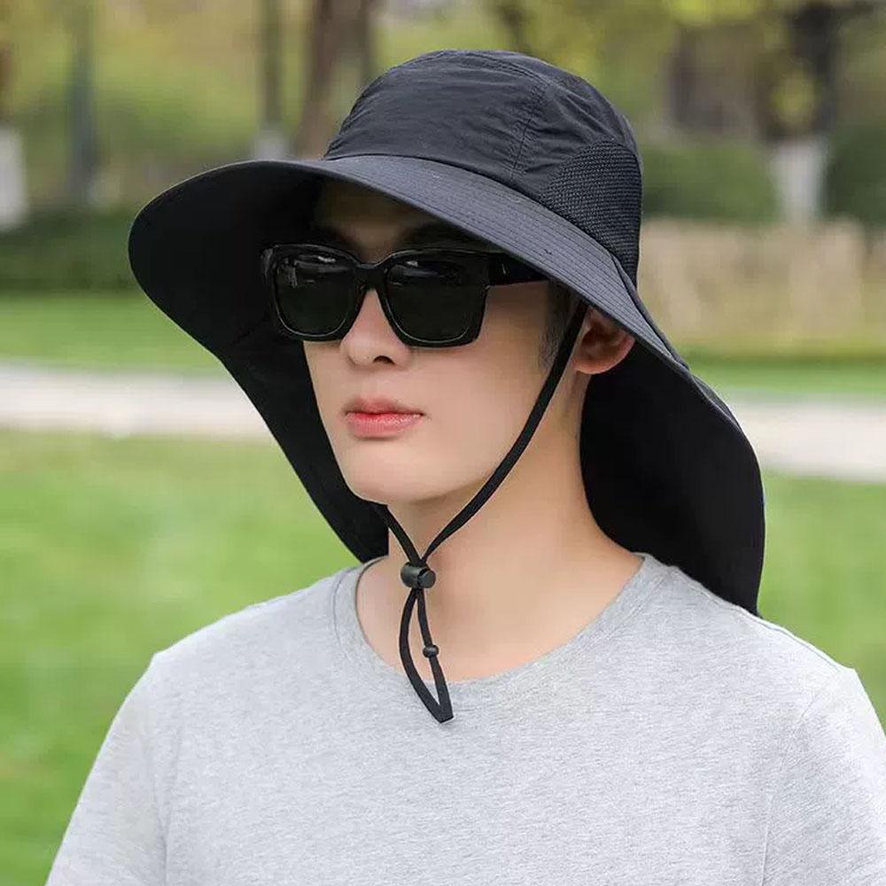 Mesh Breathable Sun Hat Wide Brim Neck Protection Sun Visor Fishing Caps Outdoor Sports Quick Dry Men Women Sun Protected Cap