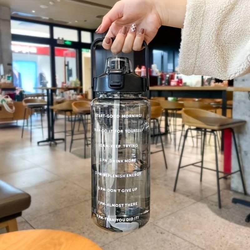 1pc Large Capacity Portable Water Bottle with Time Marker for Cycling, Running, and Travel - Clear and Convenient