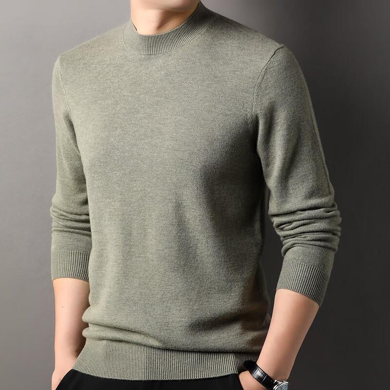 Hengyuanxiang Men's 100% Pure Wool Round Neck Sweater